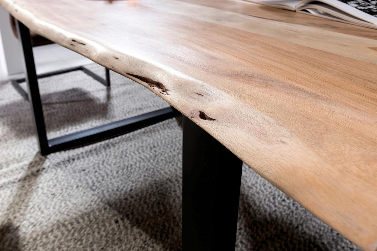 ESSTISCH Naturfarben/Schwarz L: 160cm - Schwarz/Naturfarben, MODERN, Holz/Metall (160/85/76cm) - MID.YOU