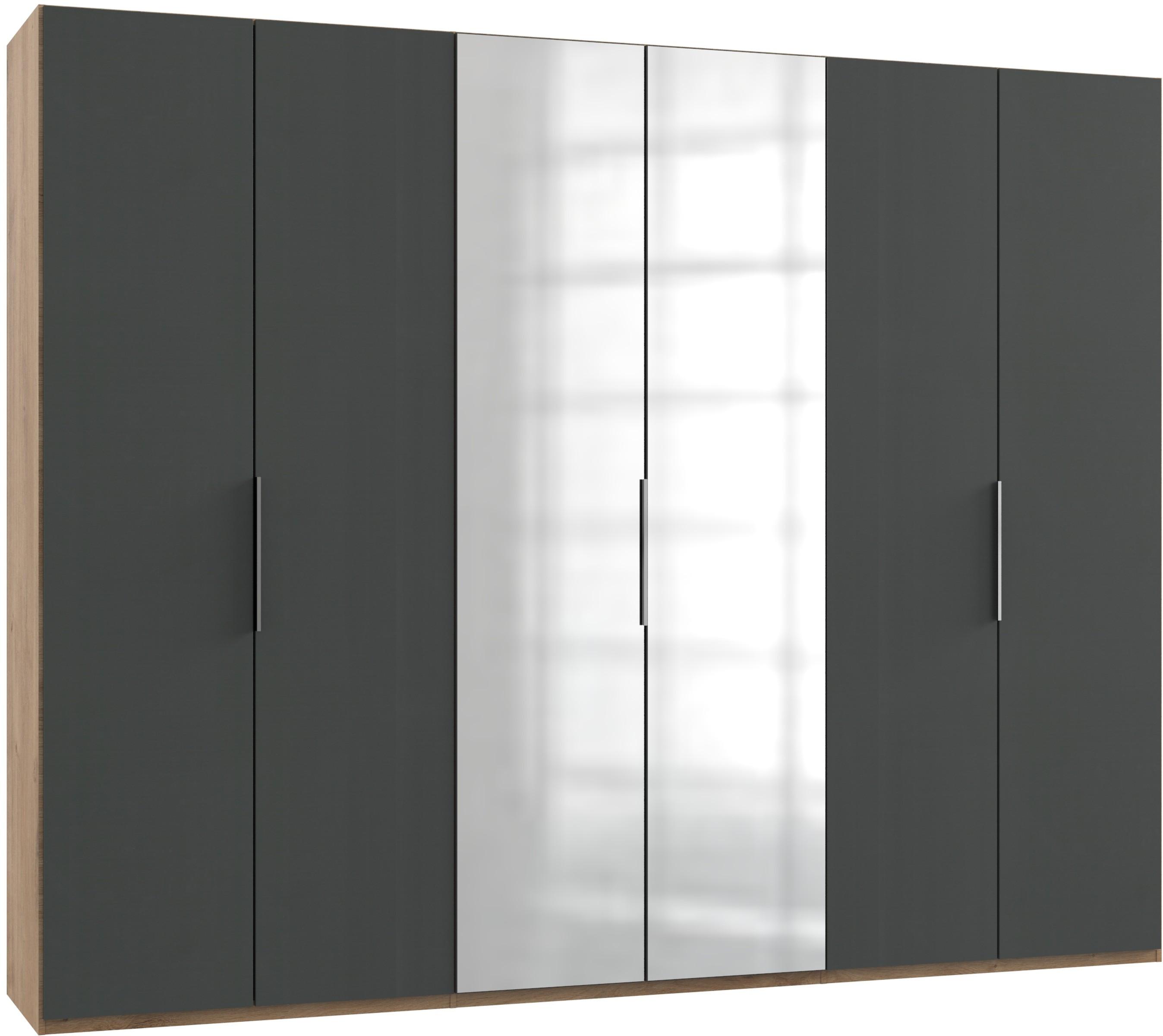 Drehtürenschrank B: 300 cm Level Graphit-/Eichefarben - Eichefarben/Graphitfarben, MODERN, Holzwerkstoff (300/236/58cm) - MID.YOU