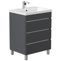 WASCHTISCHKOMBI Fellini Graphitfarben B: 70cm - Graphitfarben/Weiß, Basics, Holzwerkstoff/Stein (70cm) - MID.YOU