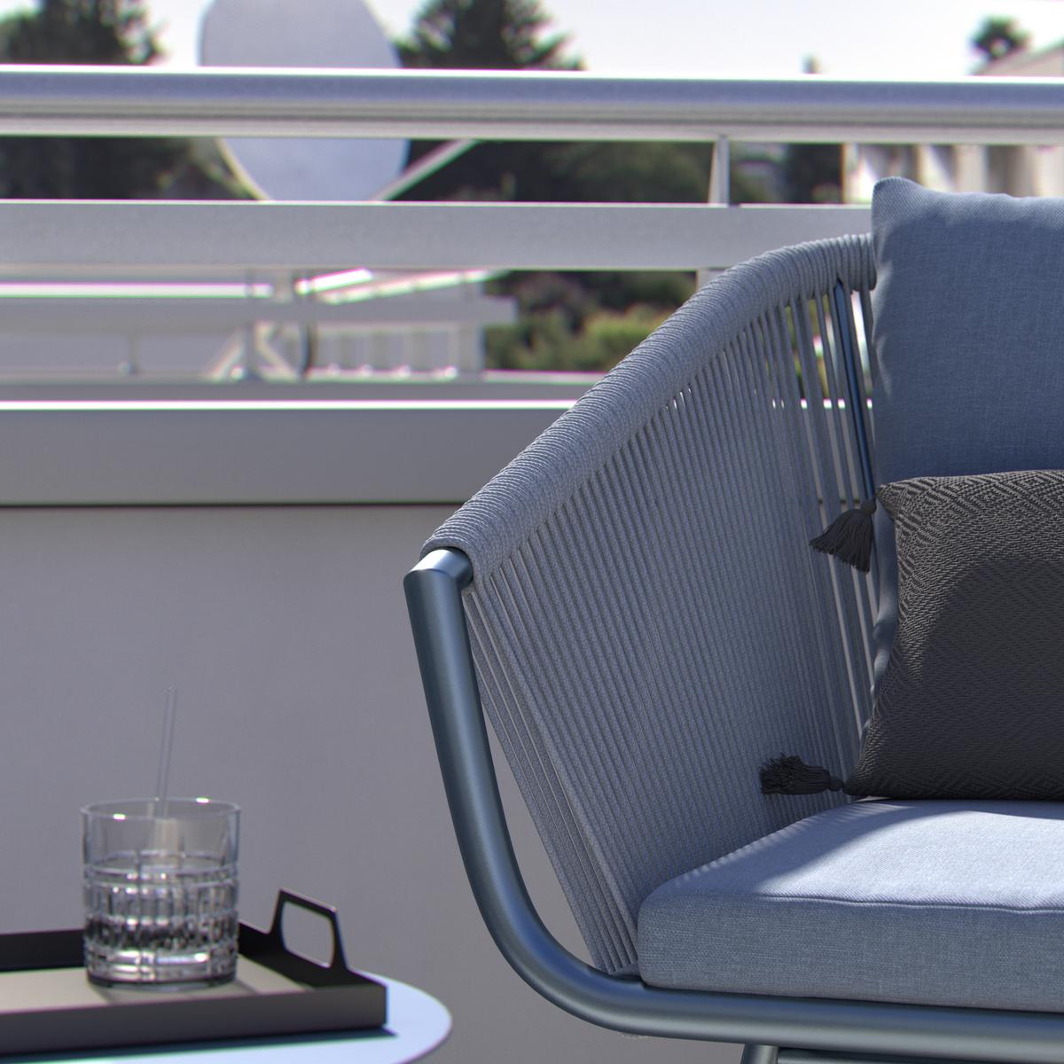 SADA NA BALKON JURI - světle šedá/antracitová, Moderní, kov/textil (60/79/64cm) - Mömax