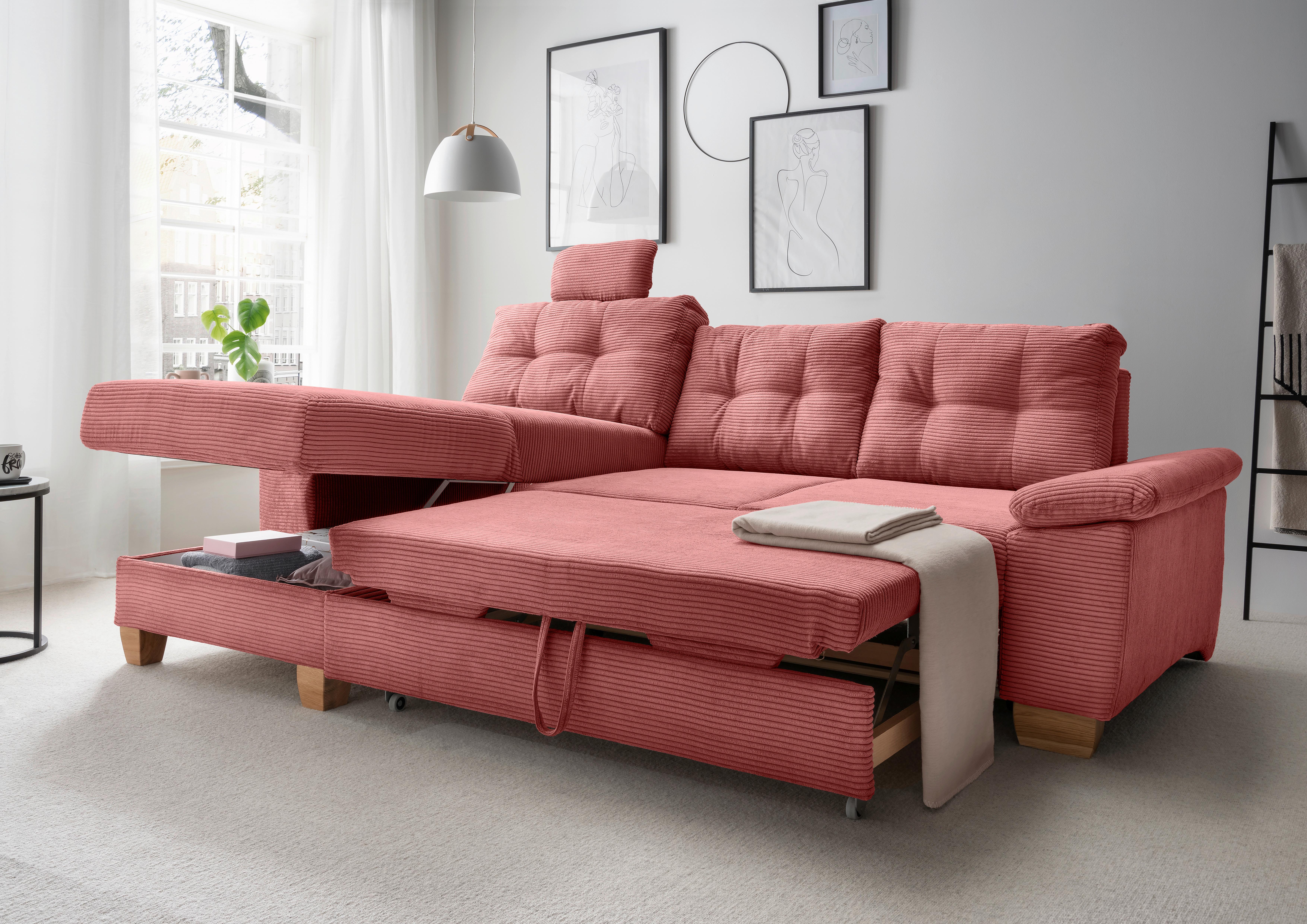 Ecksofa Brizzini Koralle S: 176x270 Cm - Koralle/Naturfarben, MODERN, Textil (176/270cm) - Livetastic