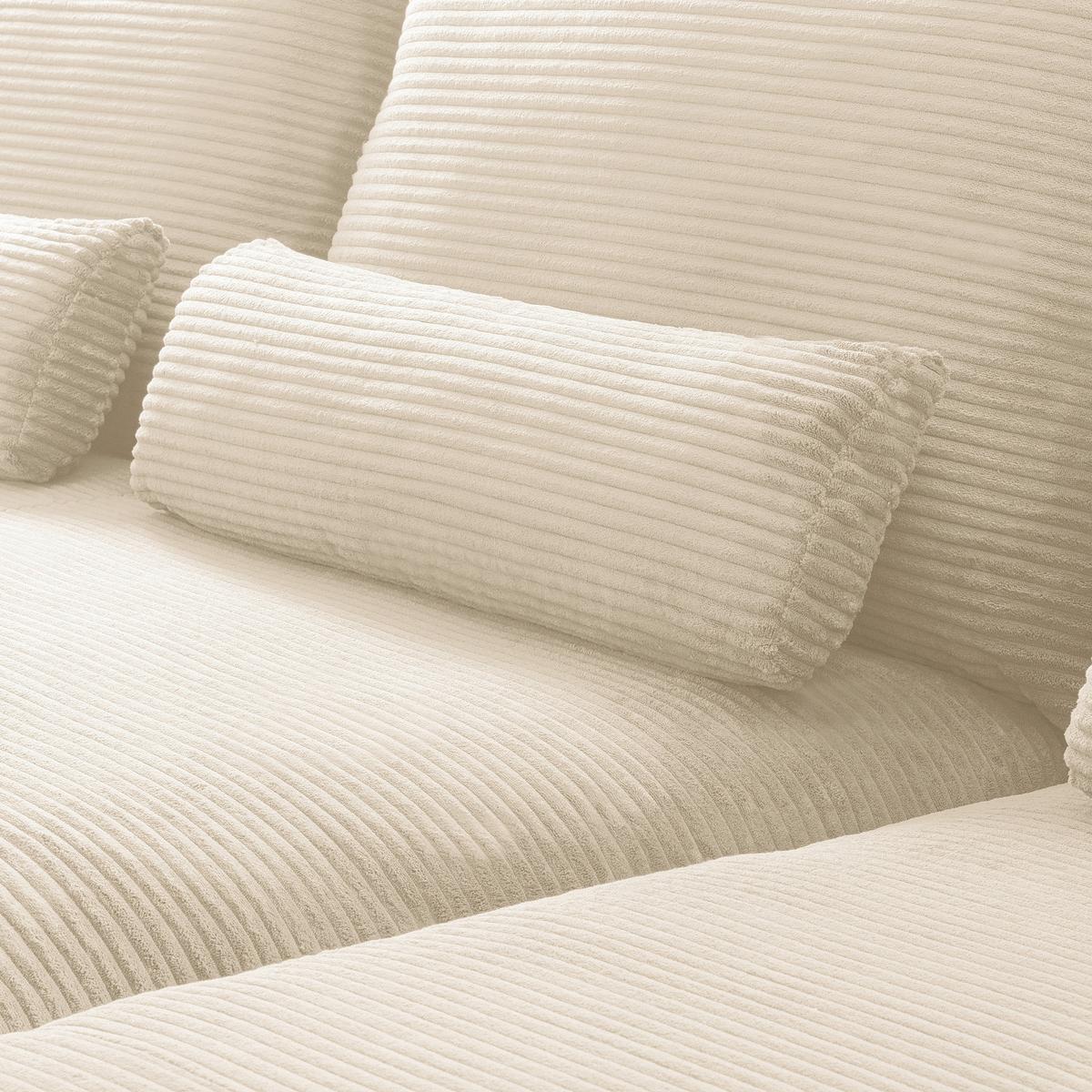 Ecksofa Berlin Cord Creme 313x172 cm - Creme/Schwarz, Design, Textil (313/172cm) - P & B