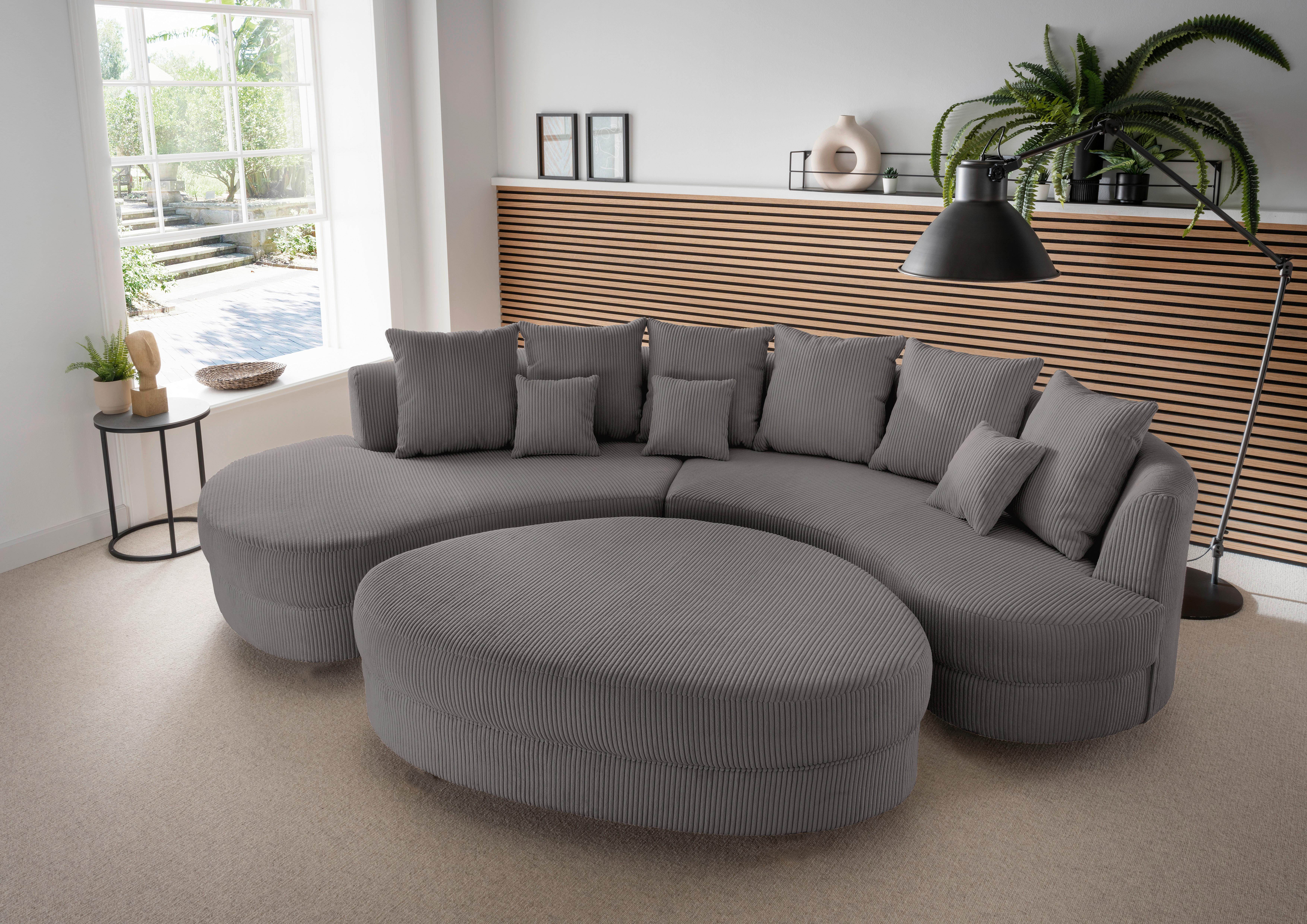 WOHNLANDSCHAFT Limoncello Grau S: 160x300 cm - Schwarz/Grau, Design, Textil (160/300cm) - Livetastic