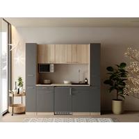 KÜCHENBLOCK Ingrid, Grau B: 210 cm - Eichefarben/Grau, Design, Holzwerkstoff (210cm) - Respekta