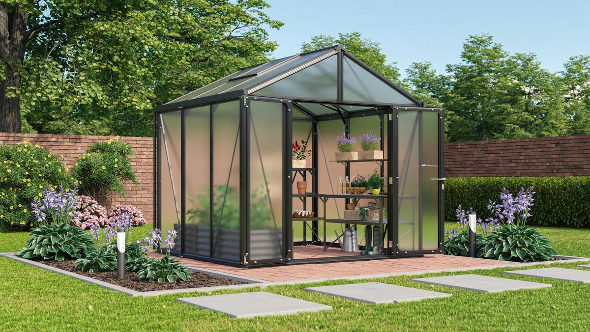 Gewächshausbausatz Zeus Comfort 6200 16mm Hkp - Schwarz, Basics, Kunststoff/Metall (258,4/250,4/242cm)