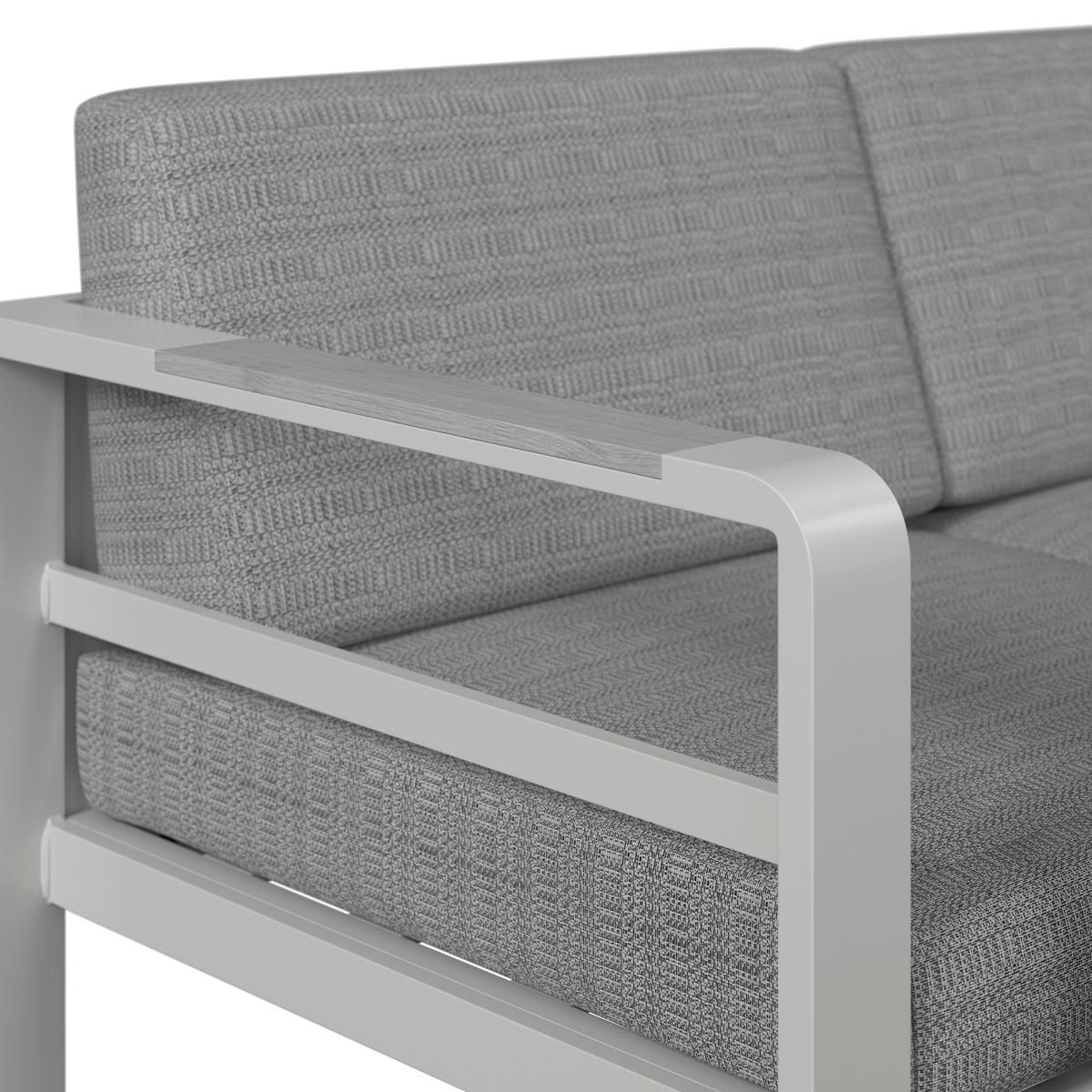 JEDÁLENSKÁ TERASOVÁ SÚPRAVA ARUBA - biela/svetlosivá, Modern, kov/textil - Bessagi Garden