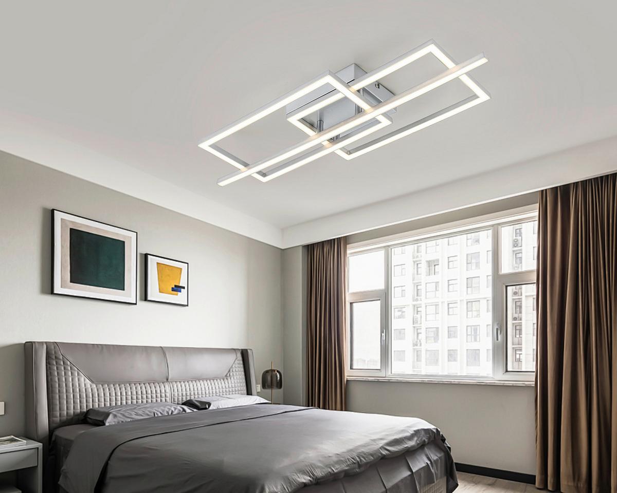 Stropní LED svítidlo BIOLI - barvy stříbra/barvy chromu, Moderní, kov/plast (63/24,5/7,7cm) - Mömax
