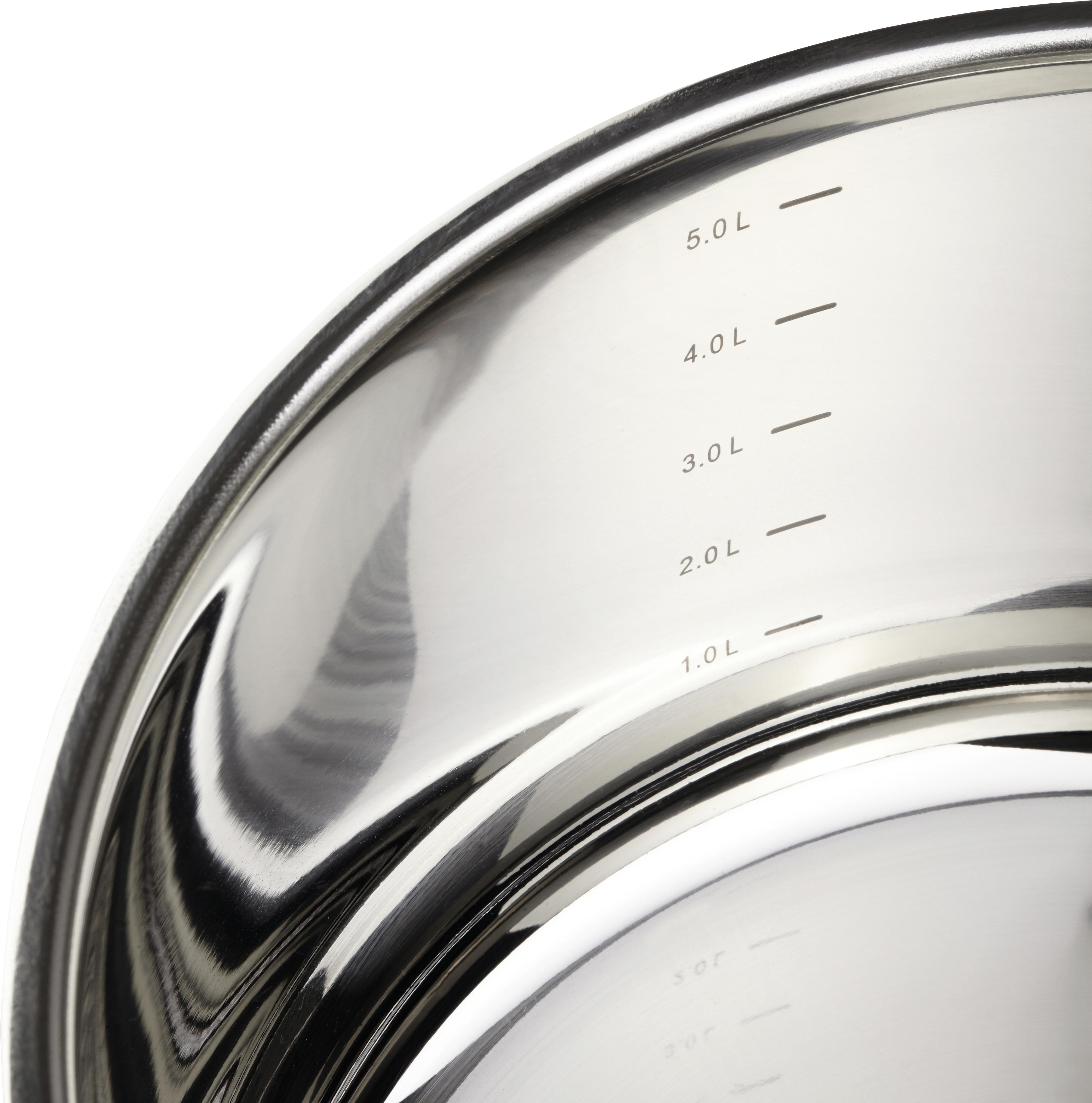 Kochtopf Anka 5 Liter Edelstahl, mit Deckel - Edelstahlfarben/Schwarz, KONVENTIONELL, Glas/Kunststoff (24/13,5cm) - Luca Bessoni