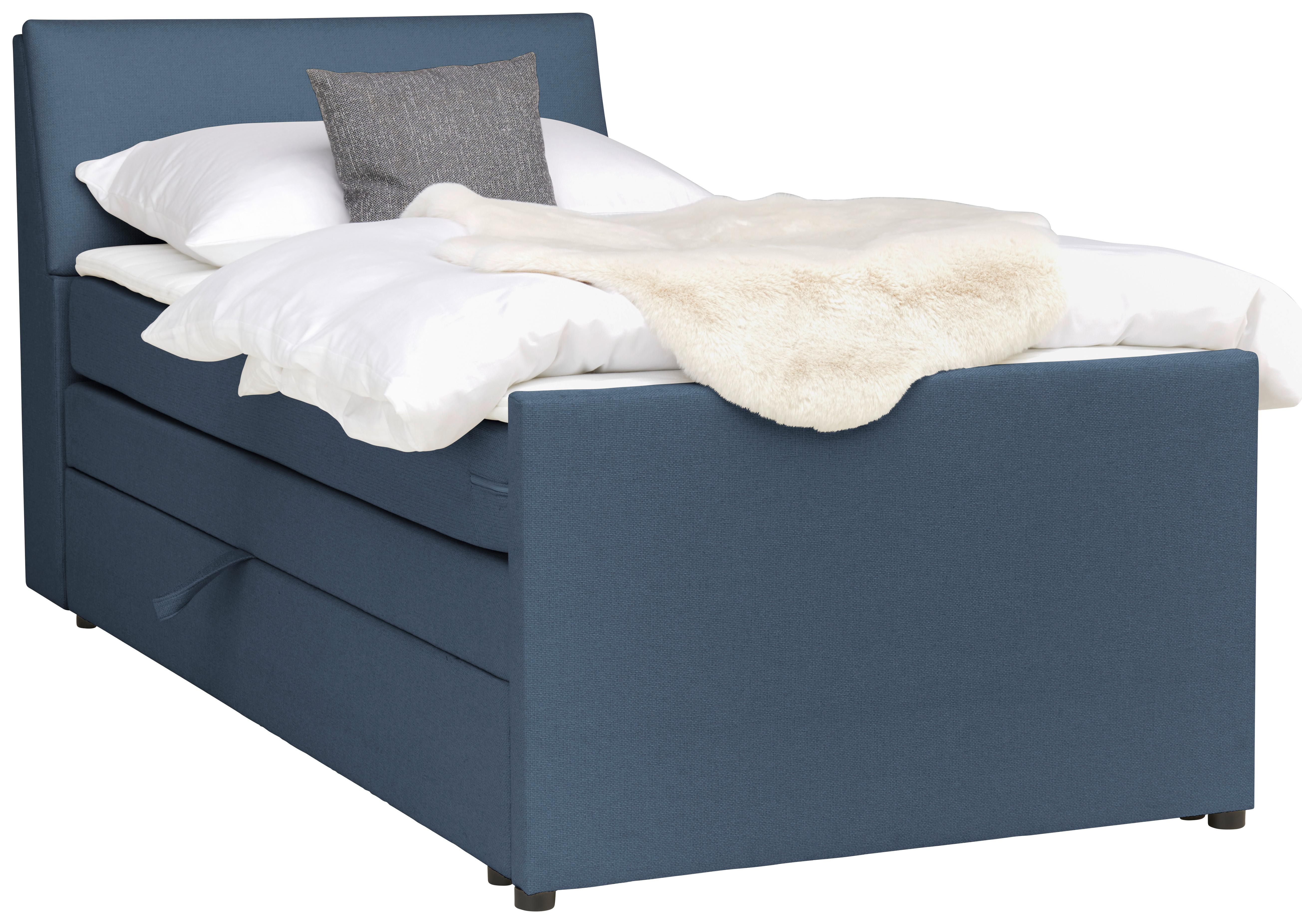 Boxspringbett Mit Bettkasten Nida 120x200 Cm Blaugrau - Blaugrau/Schwarz, MODERN, Holz/Textil (120/200cm) - MID.YOU