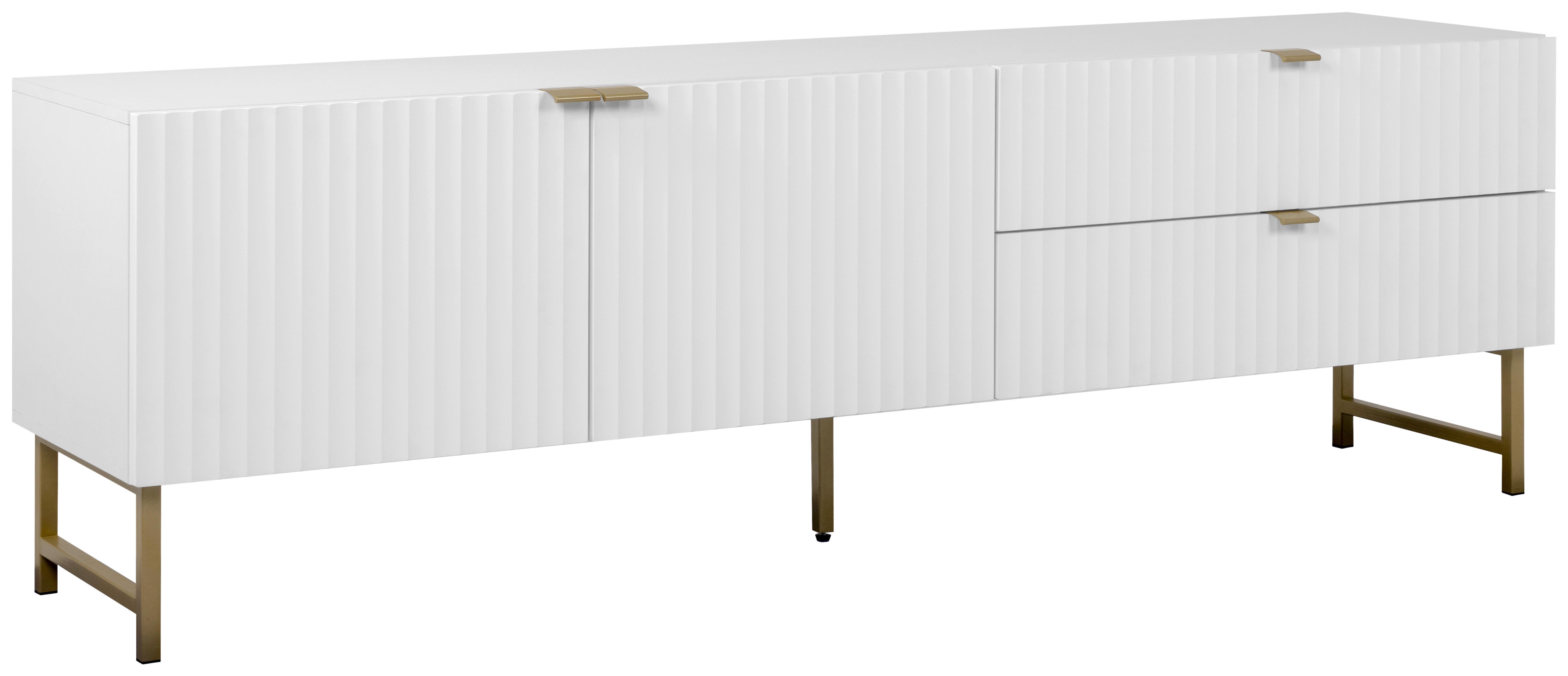 TV-Lowboard Edinburgh B: 179 cm Weiß - Goldfarben/Weiß, Design, Holzwerkstoff (179/61/41cm) - MID.YOU