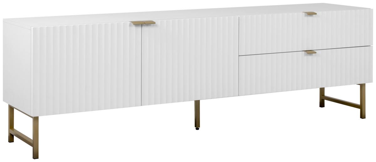 TV-Lowboard Edinburgh B: 179 cm Weiß - Goldfarben/Weiß, Design, Holzwerkstoff (179/61/41cm) - MID.YOU