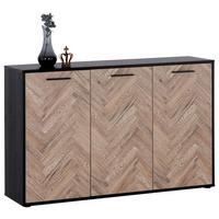 Kommode B: 140 Cm Hamburg Eichefarbe - Eichefarben/Schwarz, MODERN, Holzwerkstoff (140/90/40cm)