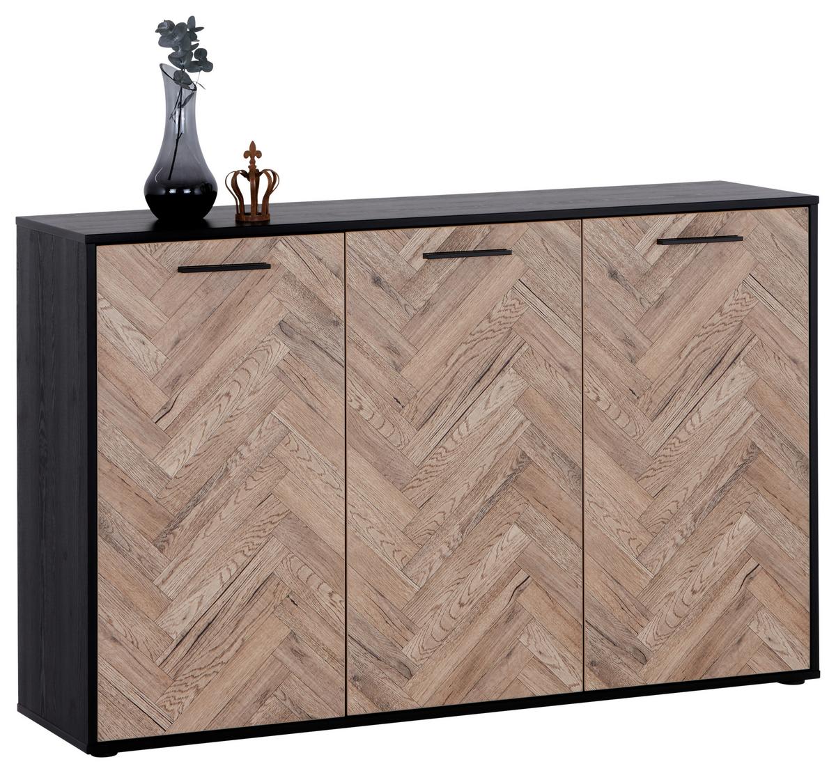 Kommode B: 140 Cm Hamburg Eichefarbe - Eichefarben/Schwarz, MODERN, Holzwerkstoff (140/90/40cm)