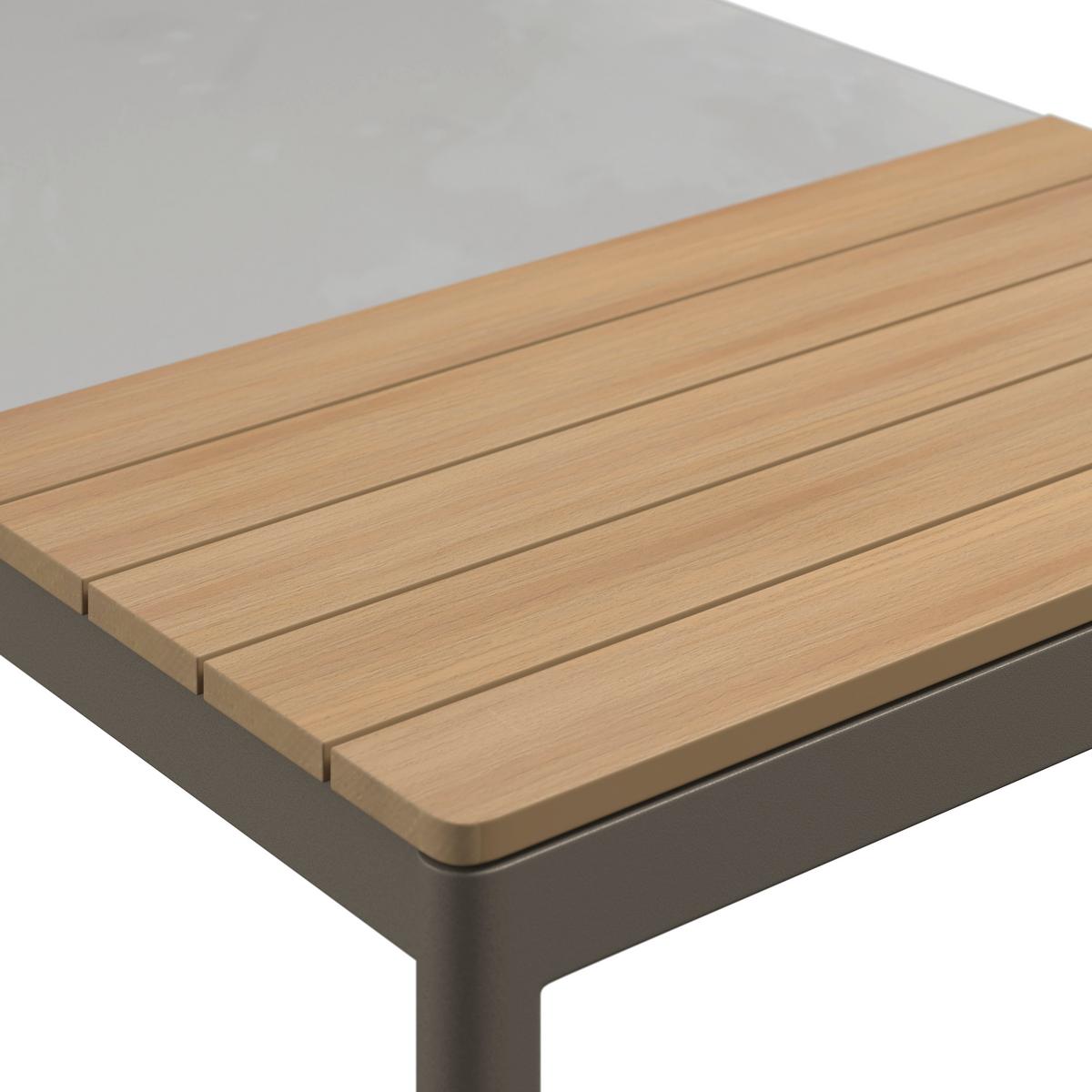 Loungegarnitur Kreta - Grau/Teakfarben, Basics, Glas/Kunststoff (228/214cm) - Beldano