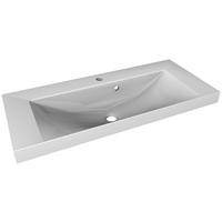 Waschbecken Lima Keramik 80x35 cm Weiß - Weiß, MODERN, Stein (80/14/35cm) - MID.YOU