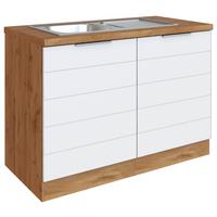 Spülenschrank Florenz B: 120 cm Weiß/Eiche Dekor - Eiche Wotan/Weiß, Design, Holzwerkstoff (120/86/60cm) - Held