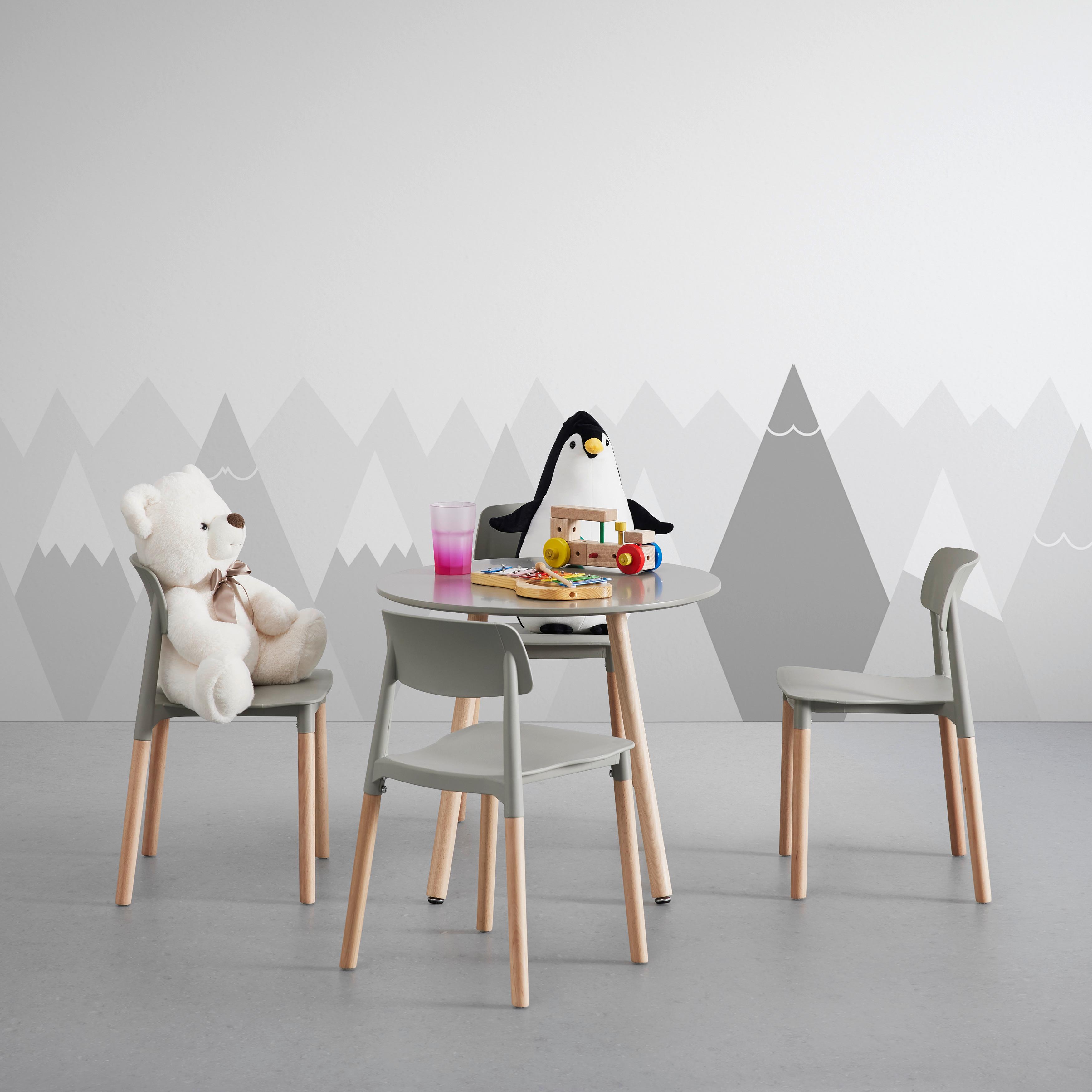 Detská sedacia zostava DESSY sivá - svetlosivá, Modern, drevo/plast (60/48/60cm) - Bessagi Kids