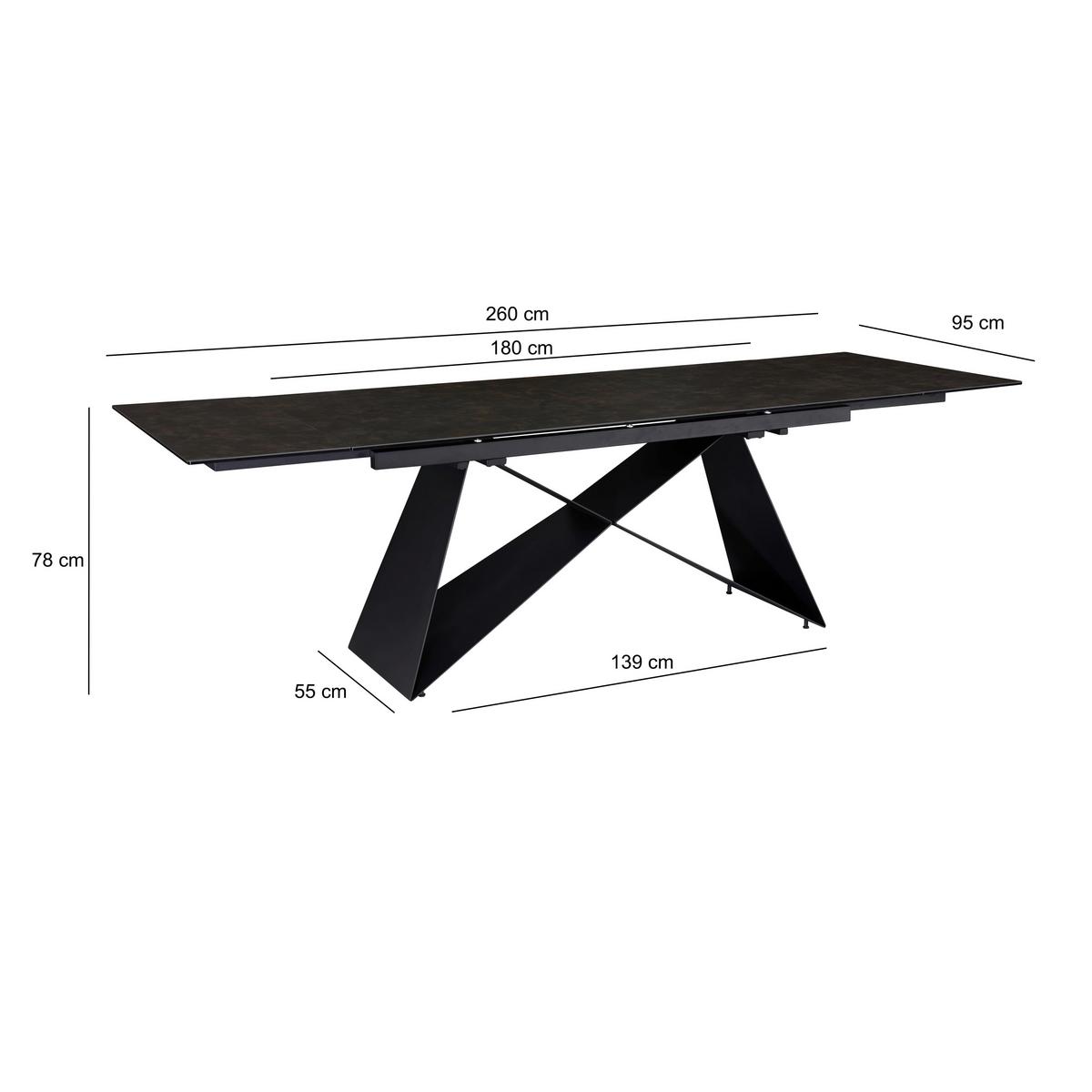 Esstisch Schwarz L: 180 cm - Schwarz, Design, Keramik/Metall (180/95/78cm) - MID.YOU