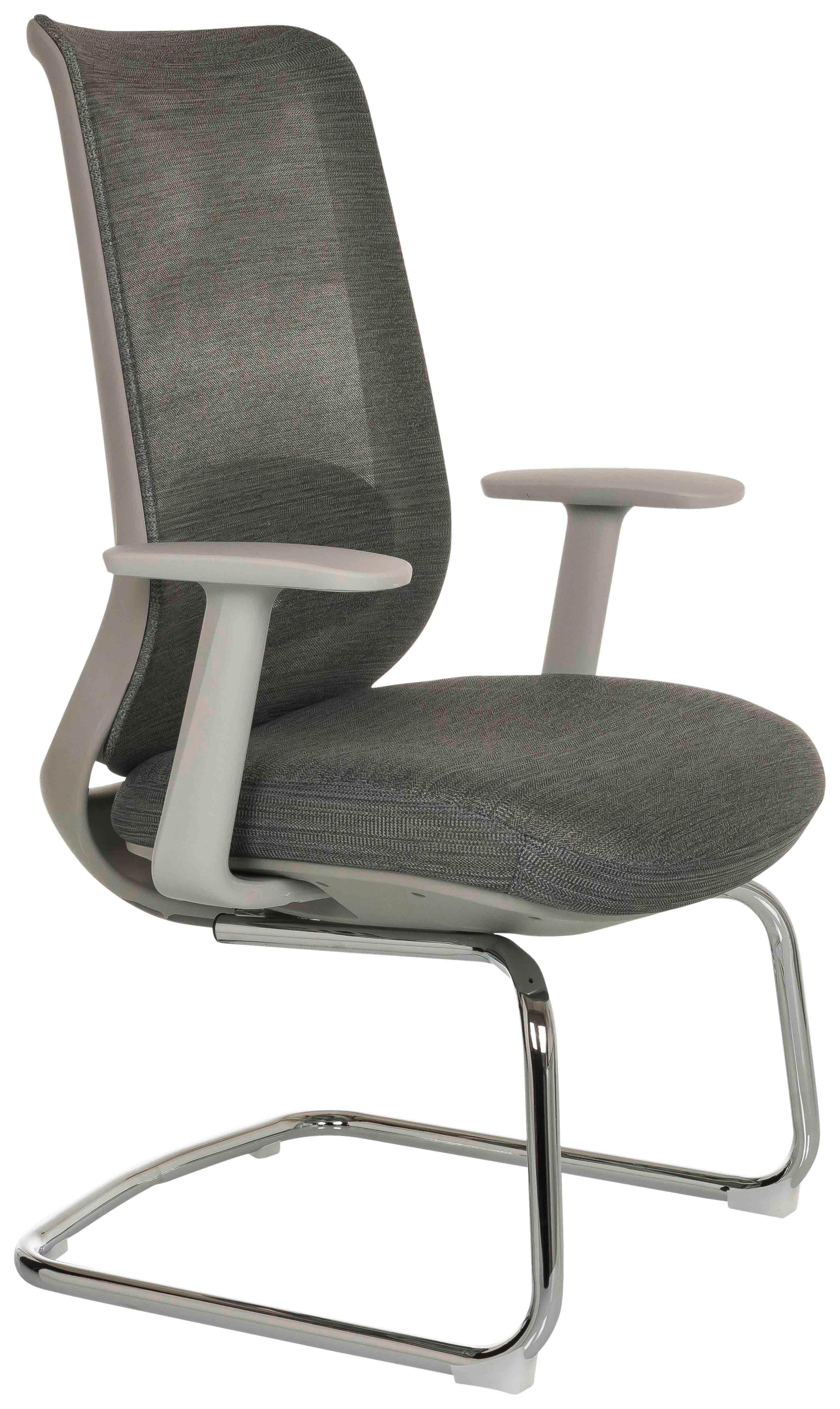 BESUCHERSTUHL Mileston Grau B: 67cm - Silberfarben/Grau, MODERN, Kunststoff/Textil (67/99/60cm) - MID.YOU