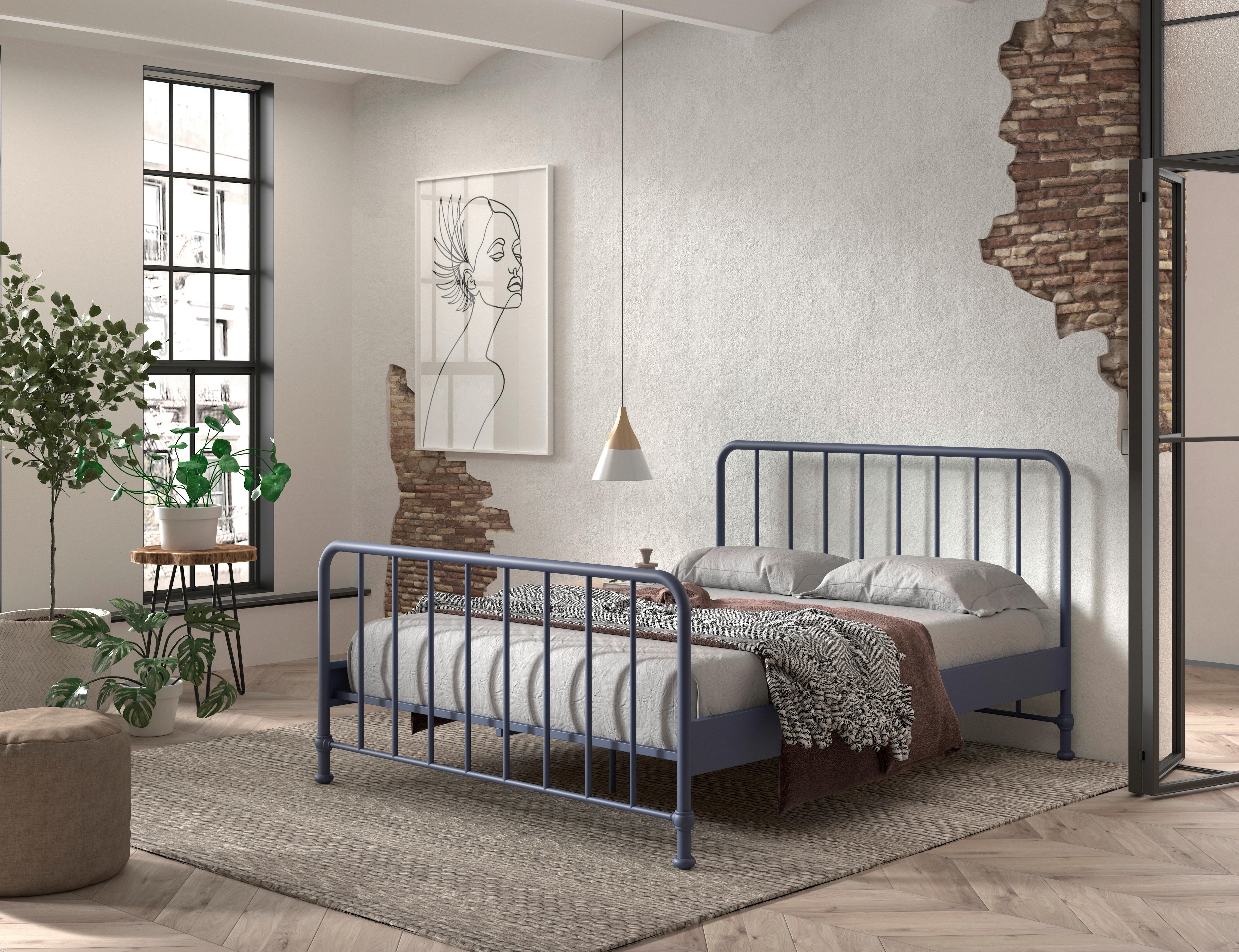 Kinderbett Bronxx 160x200 cm Eisen Blau inkl. Lattenrost - Blau, ROMANTIK / LANDHAUS, Holz/Metall (160/200cm) - MID.YOU