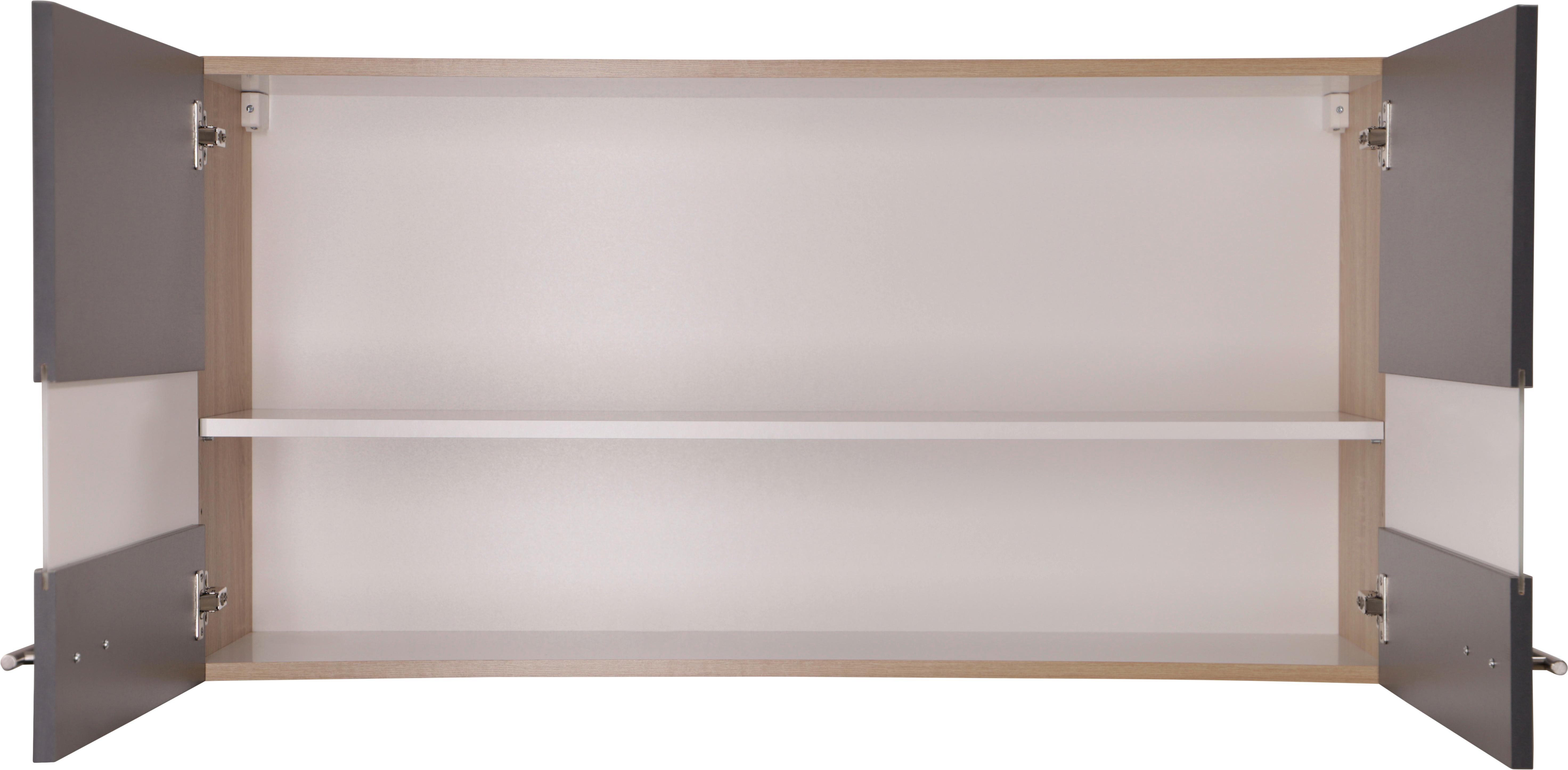 Küchenoberschrank Merle Grau/Eiche Dekor B:110cm - Eichefarben/Grau, Basics, Glas/Holzwerkstoff (110/56,1/34,6cm) - Respekta