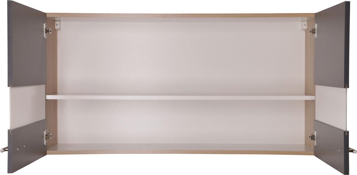 Küchenoberschrank Merle Grau/Eiche Dekor B:110cm - Eichefarben/Grau, Basics, Glas/Holzwerkstoff (110/56,1/34,6cm) - Respekta
