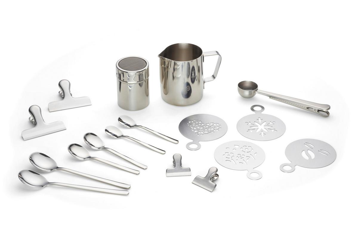 Kaffeeset Echtwerk Kaffeezubehör-Set - Silberfarben, Design, Metall (10,5cm) - Echtwerk