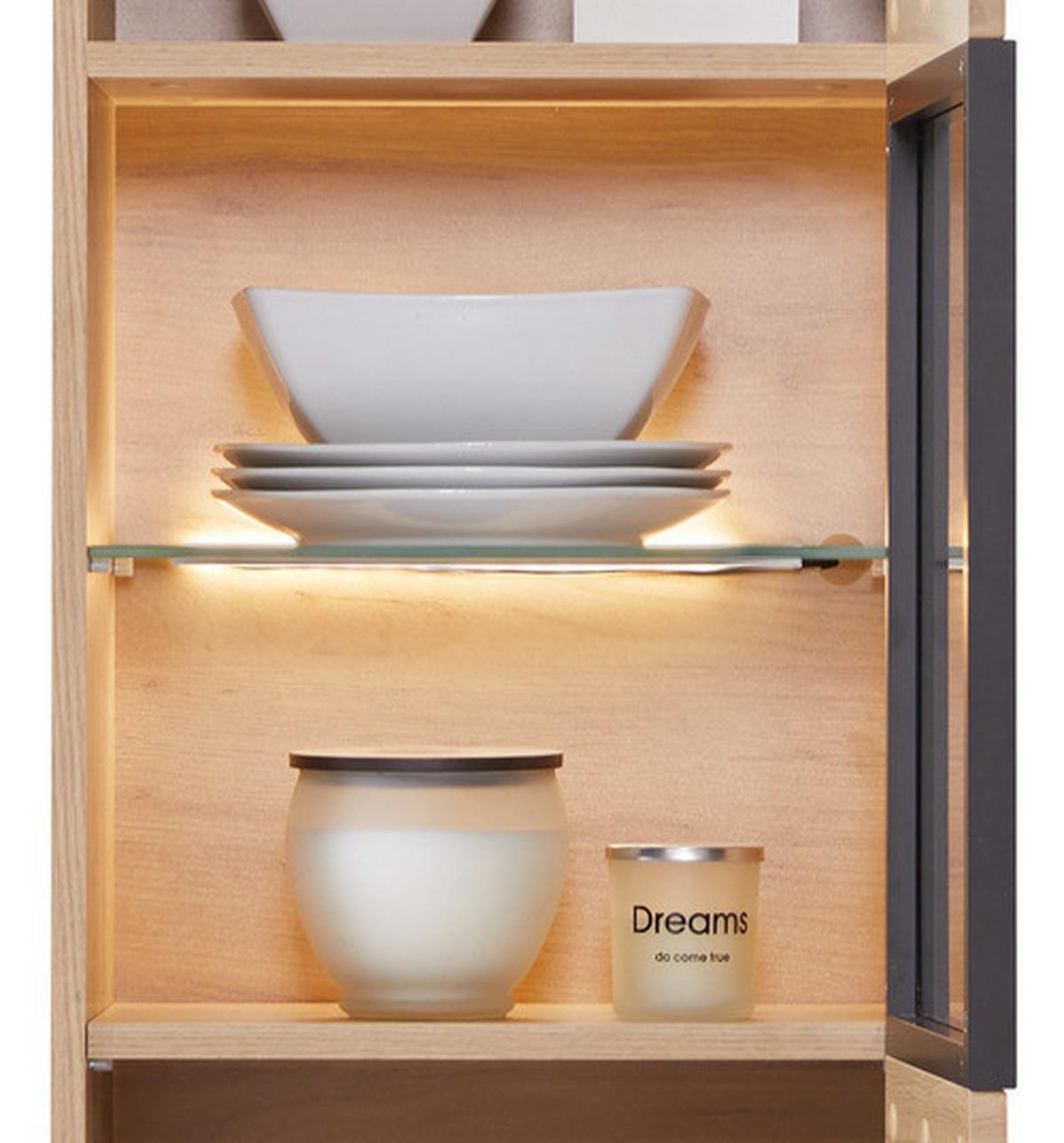 Hängevitrine Tonale B: 40,4 Cm Eiche Dekor/grau - Eichefarben/Grau, MODERN, Glas/Holzwerkstoff (40,4/111/33cm)