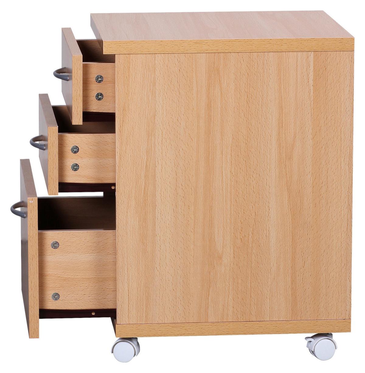 Rollcontainer Buche Dekor Kilialn BxHxT: 40x60x45 cm - Buchefarben, KONVENTIONELL, Holzwerkstoff/Kunststoff (40/60/45cm) - MID.YOU