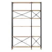 Regal Naturfarben/schwarz B: 127,5cm - Schwarz/Naturfarben, Design, Holzwerkstoff/Metall (127,50/210/30cm) - Livetastic