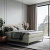 Boxbett Bari mit Topper Beige, ca. 140x200cm - Beige/Buchefarben, MODERN, Holz/Holzwerkstoff (140/200cm) - MID.YOU