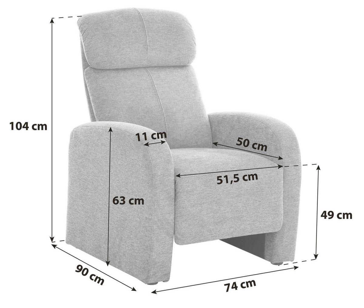FERNSEHSESSEL Graz - Hellgrau, MODERN, Holz/Textil (74/104/90cm)