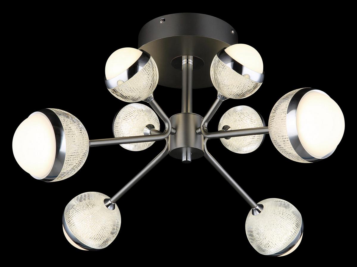 LED-Deckenleuchte 56011-8d - Klar/Titanfarben, KONVENTIONELL, Kunststoff/Metall (61/29cm) - Globo