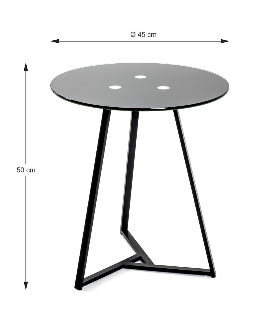 Beistelltisch Rund Philipp, Schwarz - Schwarz, Basics, Glas/Metall (45/50cm)