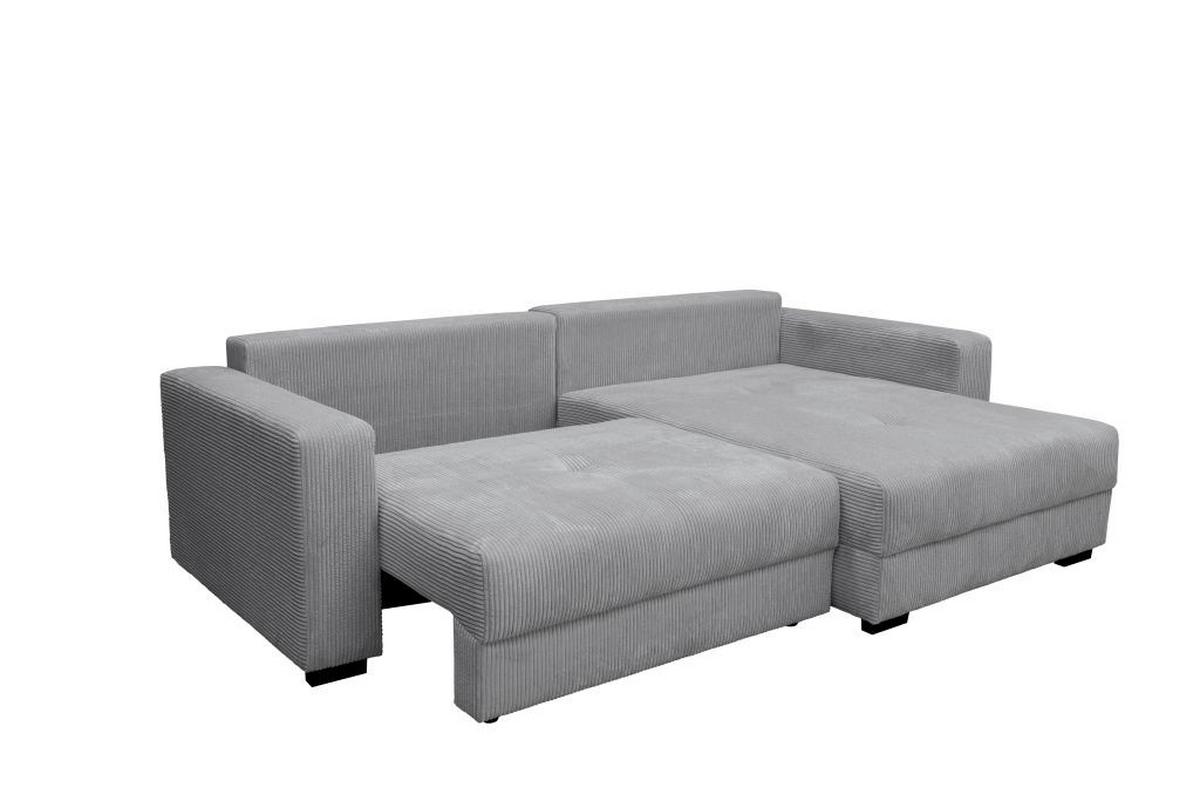 Rohová sedačka XELA, sedenie boxspring, sivý menč. - čierna/sivá, Modern, textil (265/170cm)