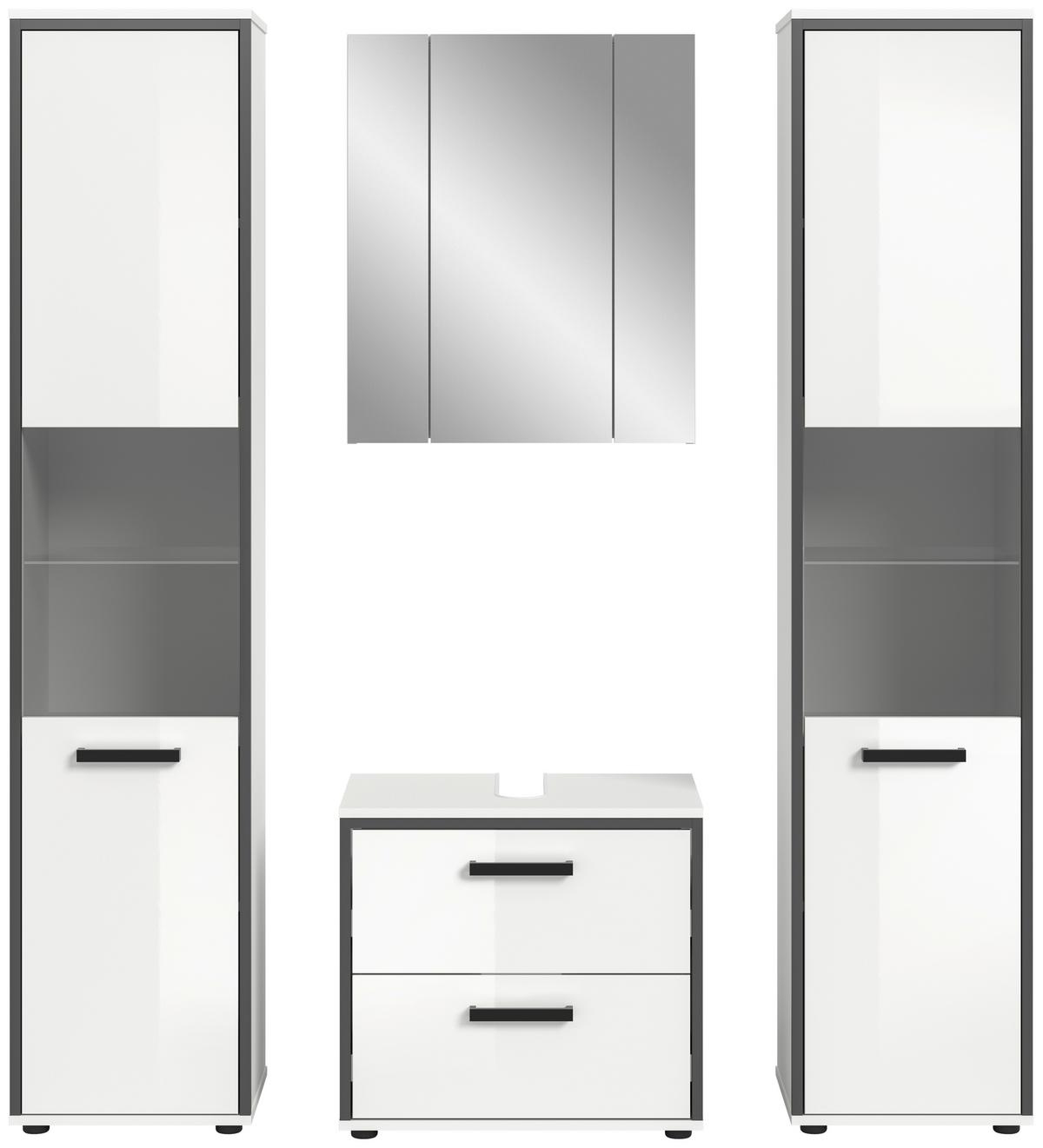 Badezimmer Kojak Weiß Hochglanz K: 140 Cm - Weiß Hochglanz, MODERN, Holzwerkstoff (140cm) - MID.YOU