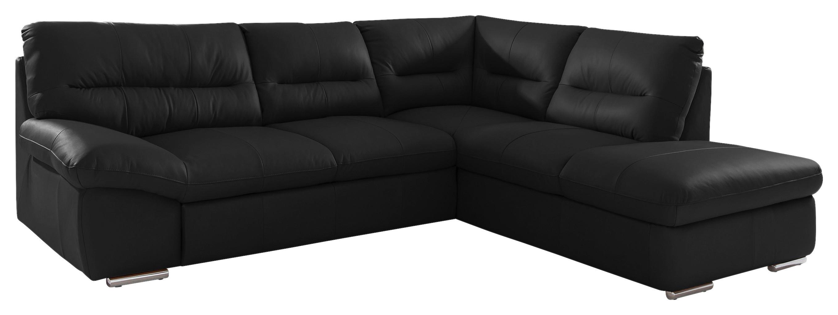 Ecksofa William, Schwarz S: 268x216 Cm - Chromfarben/Schwarz, Design, Leder (268/216cm) - Livetastic