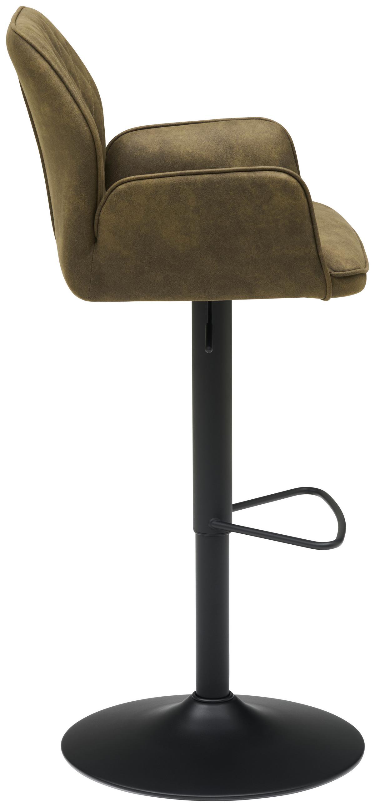 Barhocker Höhenverstellbar Mit Lehne Wanda Webstoff Grün - Schwarz/Grün, KONVENTIONELL, Textil/Metall (51/90-111/52cm) - MID.YOU
