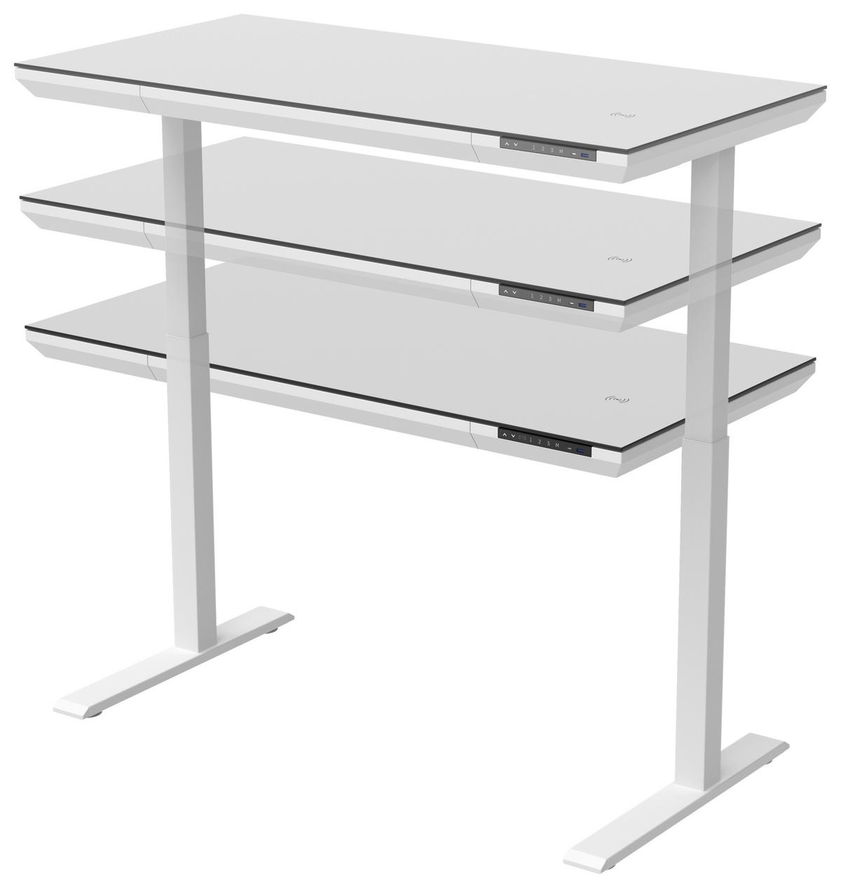 Psací stůl HARRY - bílá, Moderní, kov/kompozitní dřevo (120/72-120/60cm) - Mömax