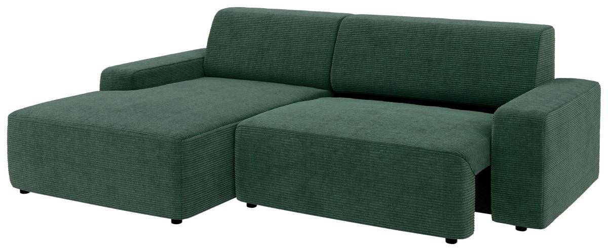 Ecksofa Wien Dunkelgrün S: 162x246 cm - Dunkelgrün/Schwarz, MODERN, Textil (162/246cm) - Trendmanufaktur