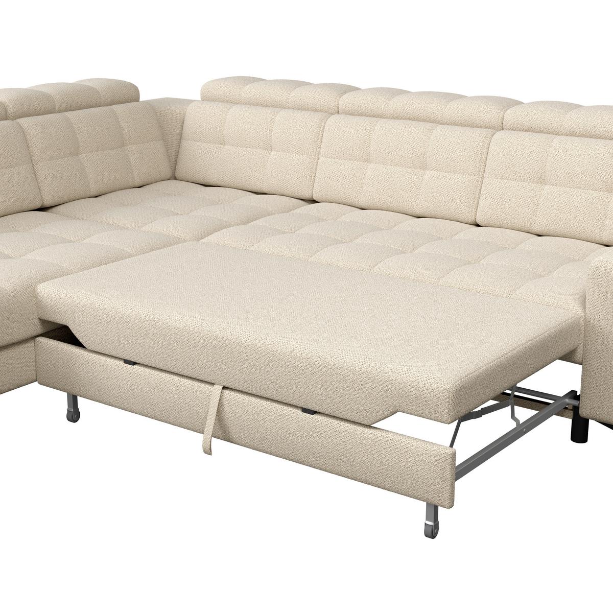 Ecksofa Barletta New Velours Beige, 228x289cm - Beige/Schwarz, ROMANTIK / LANDHAUS, Textil (228/289cm) - Luca Bessoni