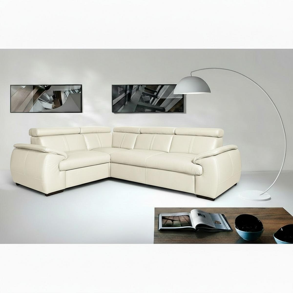 Ecksofa City Weiß B: 193x265 Cm - Wengefarben/Weiß, Design, Leder (193/265cm) - Livetastic