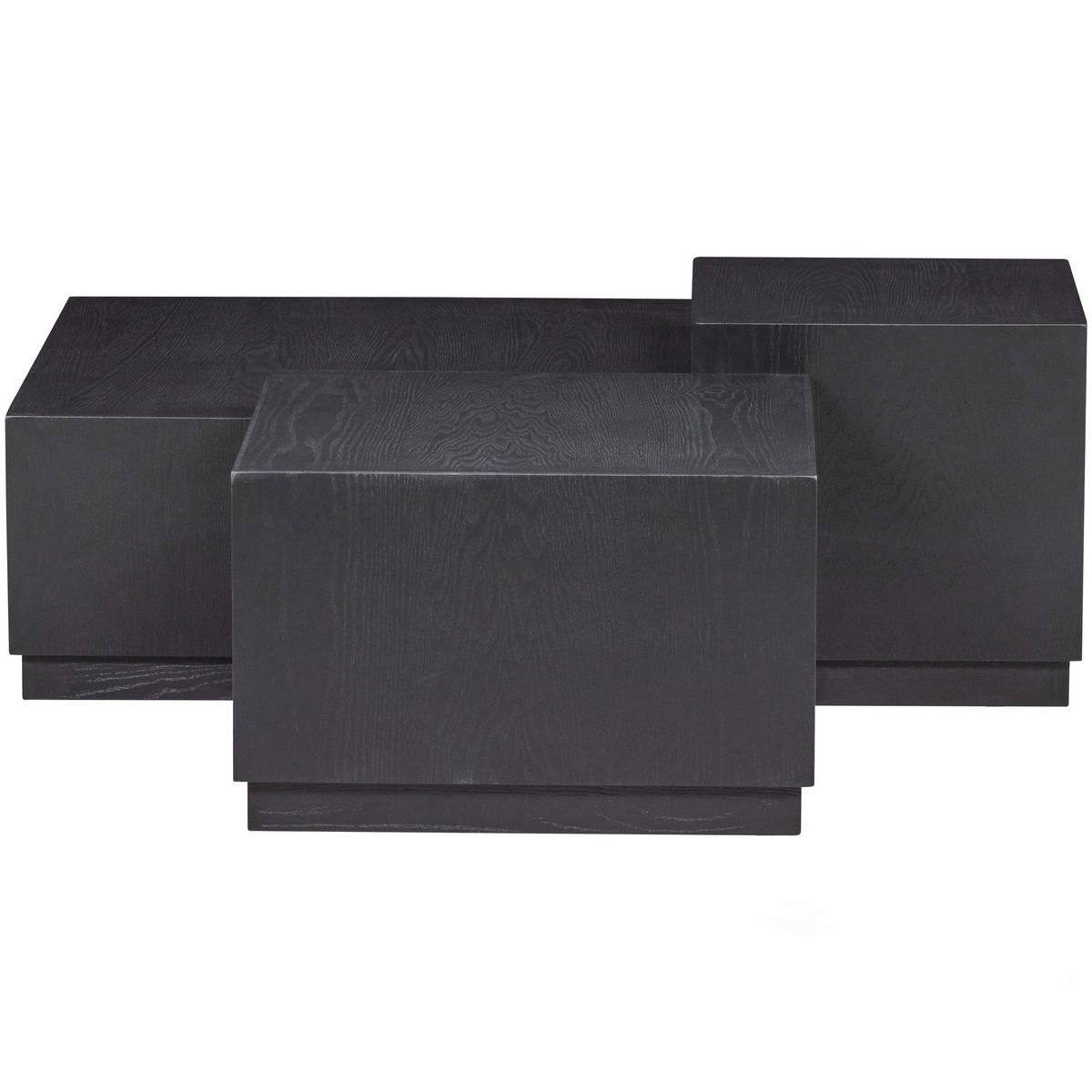 Beistelltischset Pim Schwarz 3-Teilig - Schwarz, Design, Holzwerkstoff - Livetastic