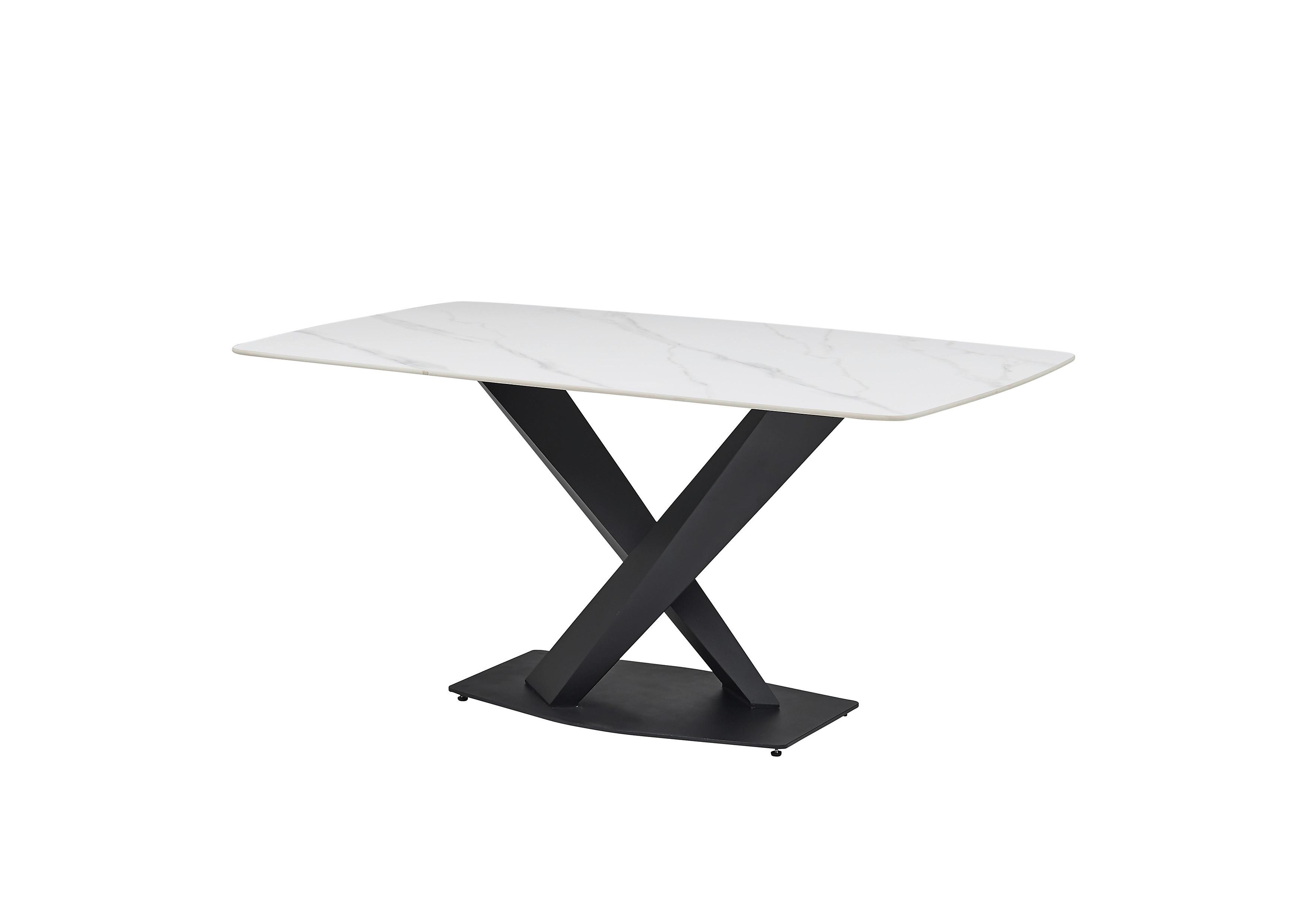 Esstisch Ventura 180x90cm Marmoroptik - Schwarz/Weiß, MODERN, Keramik/Metall (180/90/75cm) - MID.YOU