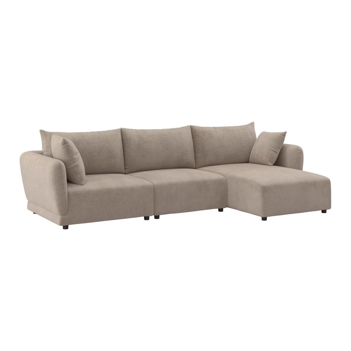 Sedacia súprava NICOLE, pravá, béžová, max. do 480 kg - čierna/sivobéžová, Modern, drevo/textil (306/87/162cm) - Bessagi Home