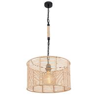 Hängeleuchte Halia H: 120 Cm 1-Flammig, Mit Hanfseil - Schwarz/Braun, Natur, Naturmaterialien/Metall (40/120cm) - Globo