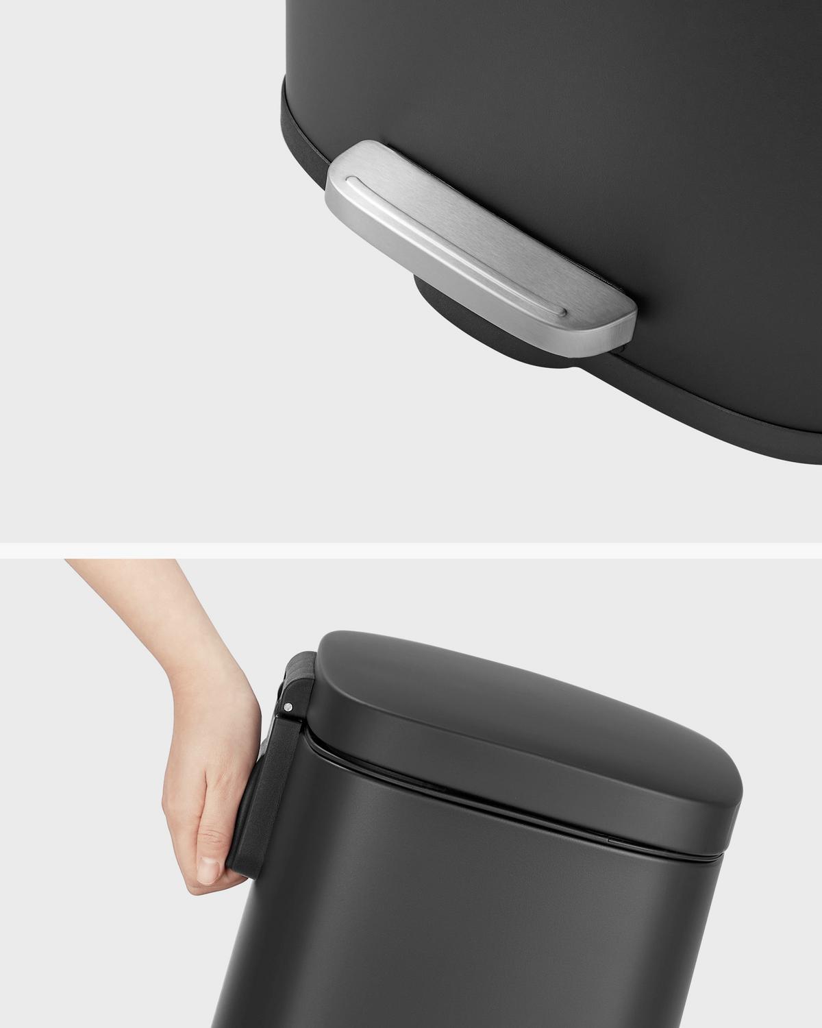 Abfallsammler Schwarz B: 34,8cm - Schwarz, Basics, Kunststoff/Metall (34,8/63,3/29,7cm)