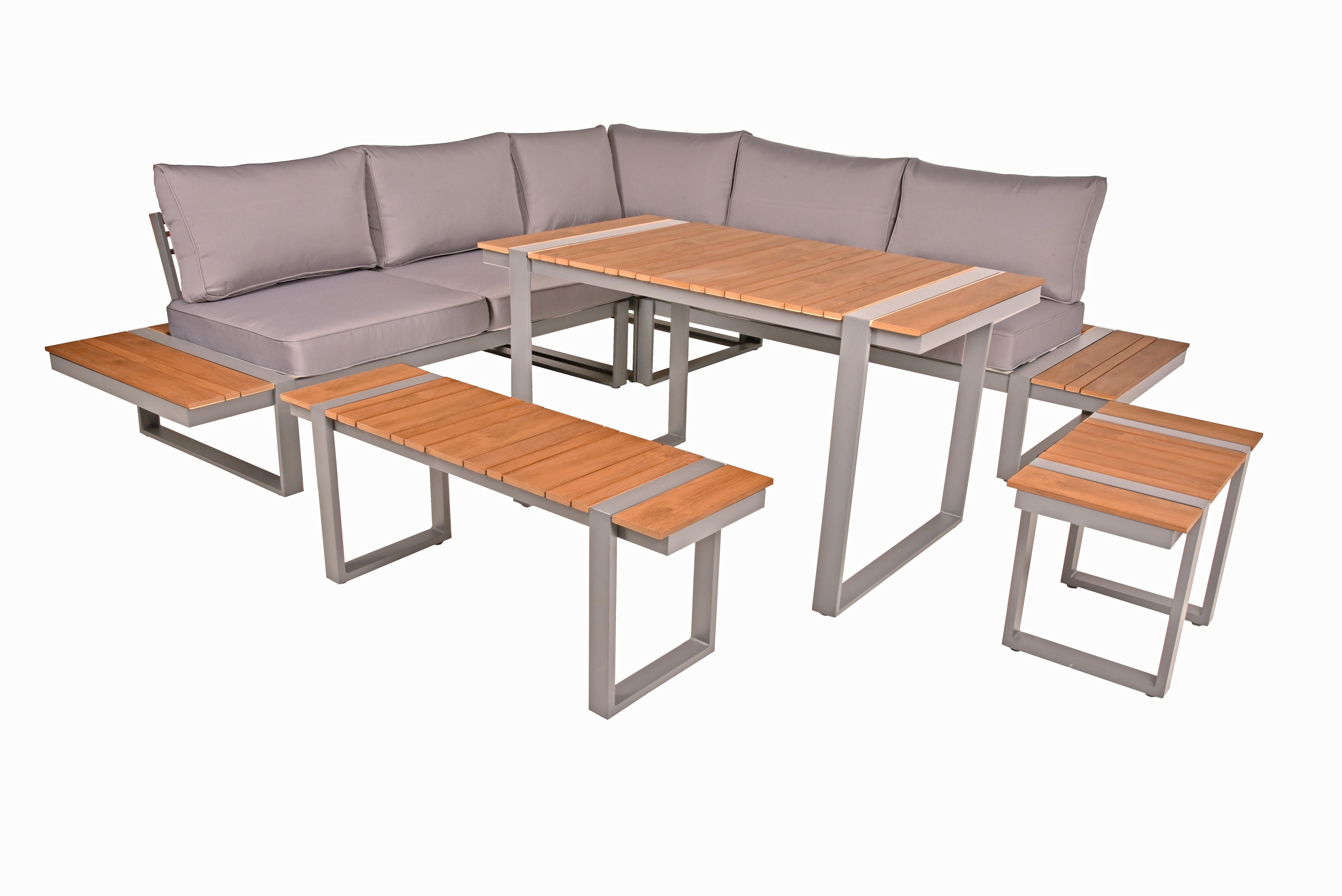 Loungegarnitur Aurea - Hellbraun/Beige, Basics, Kunststoff/Textil (170/69/223cm) - Gardenson