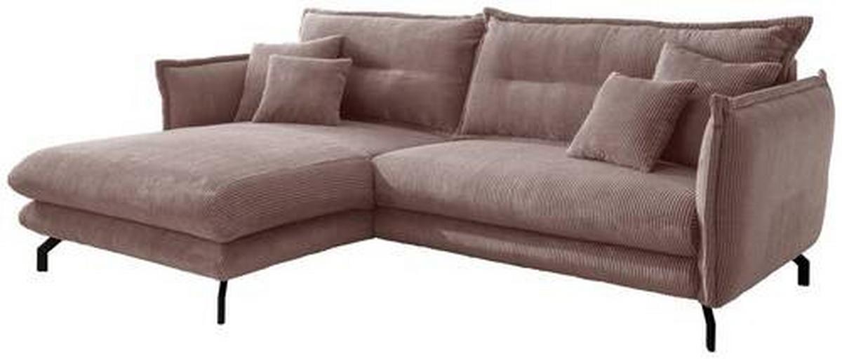 Ecksofa Lava Rosa S: 180/255 cm - Schwarz/Rosa, MODERN, Textil (180/255cm) - Livetastic