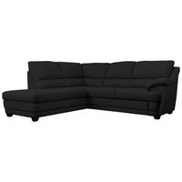 Ecksofa Nebolo Schwarz Lederlook - Schwarz, Design, Textil (225/245cm) - Livetastic
